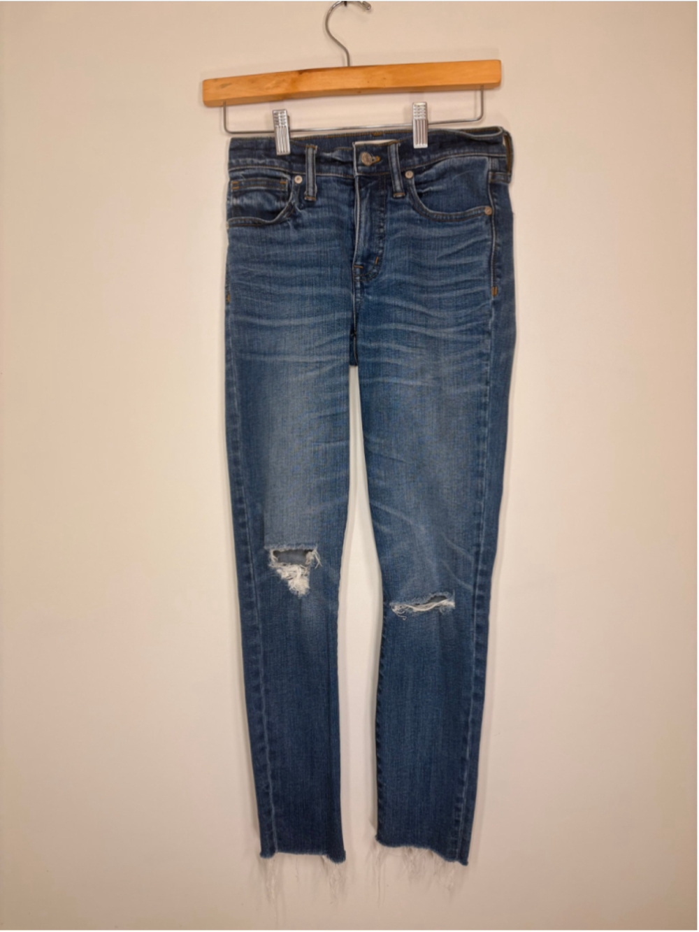Madewell Jeans 9 High Riser Skinny Skinny Crop Womens 24 Distressed Raw Hem